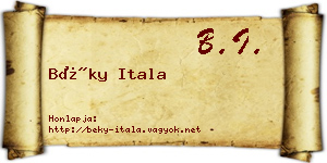 Béky Itala névjegykártya